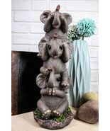 Ebros Pachyderm Friends Whimsical See Hear Speak No Evil Elephants Totem... - $37.56 CAD