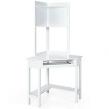 Corner Computer Desk with Hutch and Storage Shelves-White - Color: White - $5,133.41 MXN