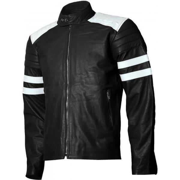 LE Fight Club Brad Pitt Black Leather Jacket