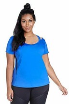 Femmes Grande Taille Elliptique Froid Épaule Actif SPORTS T-Shirt, Taille 1X - £28.47 GBP