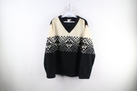 Vintage 90s Streetwear Womens M Snowflake Fair Isle Deep Pile Fleece Sweater USA - £38.99 GBP