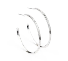 Paparazzi Chic As Can Be Silver Hoop Earrings - New - $4.50