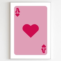 Pink Aesthetic Canvas Wall Art Pink Ace Of Hearts Print For Playing Cards Prints - £30.36 GBP