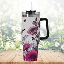 Bloomin’ Butterflies 40oz Stainless Steel Tumbler with Handle and Straw - £30.88 GBP