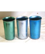 Sunburst Aluminum Tumblers Drinking Cups Silver Green Blue - $14.84