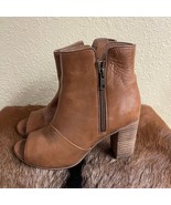 Diba True Womens 7.5 Leather Block Heel Open Toe Ankle Boots Brown Anthr... - $733.21 MXN