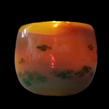 Art Glass Fairy Lamp Votive Candle Holder Signed Lucinda Silva Swirled Shamrocks - $59.38