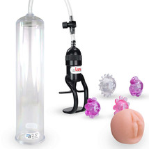LeLuv Penis Pump 12 Inch Large EasyOp Zgrip Fleshy Donut &amp; Jelly Clitoral Rings - £33.49 GBP