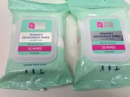 LOT 2x Global Beauty Care Women&#39;s Deodorant Wipes Aloe Vera 25 count/pack SEALED - £15.81 GBP