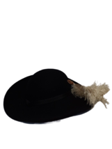 Vintage Geo W Bollman Co Women&#39;s Hat,  Kurt Jr, 100% Wool,  Black, Feather Plume - £19.15 GBP