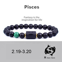 12 Constellation Bracelets Natural Black OBead Bracelet Star Sign Constellation  - £8.26 GBP