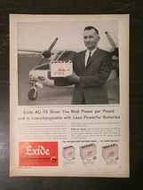 Vintage 1961 Exide AC-78 Battery Aero Commander 500-A Full Page Original Ad - £5.30 GBP