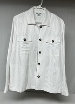 J. Jill Women&#39;s Lightweight Utility White Buttonfront Linen Blend Jacket... - $34.90