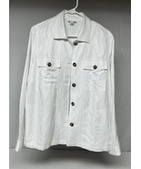 J. Jill Women&#39;s Lightweight Utility White Buttonfront Linen Blend Jacket... - $47.88 CAD
