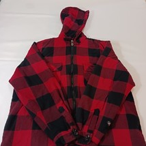 UG Urgent Gear Men's L Red & Black Cotton Blend Flannel Hoodie Full Zip Jacket image 13