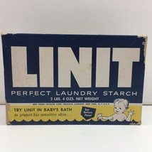 Vintage 1950s Linit Perfect Laundry Starch 2lbs 4ozs Baby Bath Open Orig... - $14.99