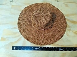 Ladies Large Fashion Hat &quot;Floppy&quot; - Classy Chic! Orange/Brown Gold Chain Accent - £13.87 GBP