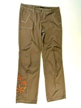 PRANA Brown 4 Breathe Floral  Embroidered Casual Pants Womens Size 12 - £27.34 GBP
