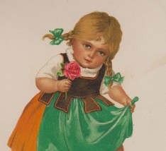 A/S M.FL Precious Girl W/ Braids Holding a Rose Vintage Birthday Postcard - $15.00