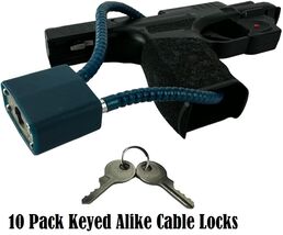 10 Pack KEYED ALIKE Cable Gun Locks with Keys 13.5" for Pistols, Shotgun... - $39.99
