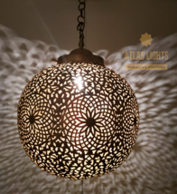 Moroccan Pendant Light Brass Antique Vintage Lamp Hanging Chandelier Cei... - £144.03 GBP+