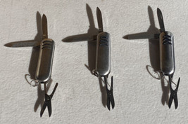 Lot Of 3 Multi-use 3-in-1 Pocket Knife 2&quot; Stainless Steel Knives (J) - $10.88