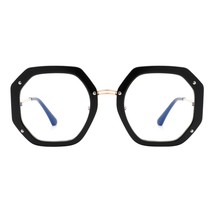 Women&#39;s Clear Lens Glasses Oversized Octagon Shape UV Blue Light Filter - £11.98 GBP
