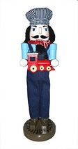 Train Conductor Holding Toy Train Wooden Christmas 14 Inch Nutcracker De... - $49.48
