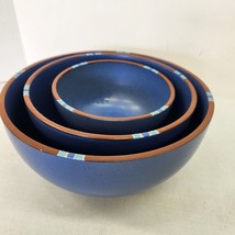 Dansk Mesa Sky Blue Portugal Stoneware Mixing Bowl Set Of Three 6&quot; 8&quot; 9.5&quot; - £43.11 GBP