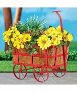 Red Metal Wagon Garden Planter w Coco Liner Indoor Outdoor Patio Yard Ho... - $609.88 MXN