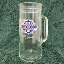 VINTAGE GLASS FISHER PEANUT JAR BEER MUG SUPER BOWL XXI 21 NFL FOOTBALL ... - $5.62