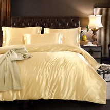 Light Tan Champagne Luxury Silk Bedding Set. Include Silk Duvet Cover, S... - $1,801.03 MXN