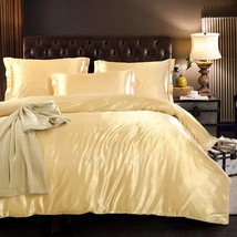 Light Tan Champagne Luxury Silk Bedding Set. Include Silk Duvet Cover, Silk Pill - £76.32 GBP