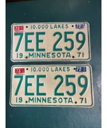 Match Number Set Pair 1971 7EE259 MINNESOTA MN LICENSE PLATE TAG ORIGINA... - $124.17 CAD