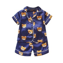  Silk Satin Pajamas Pyjamas Set Baby Sleepwear Pijama Pajamas Suit Boys Girls Sl - £58.15 GBP