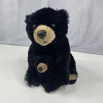 Jaag Black Bear Mom &amp; Baby Cub Plush 9&quot; Clean Very Cute! - £9.53 GBP