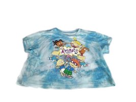 Rugrats 90&#39;s Nickelodeon Women&#39;s Size XL Blue Tie Dye Short Sleeve Crop Top - £9.45 GBP