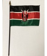 New Kenya Mini Desk Flag - Black Wood Stick Gold Top 4” X 6” - $6.81 CAD