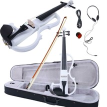 4/4 Electric Violin Set With Case+Bow+Cable+Headphone White High Quality - $115.48
