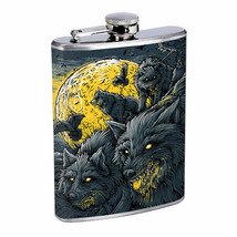 Hungry Wolf Moon Em1 Flask 8oz Stainless Steel Hip Drinking Whiskey - $14.80