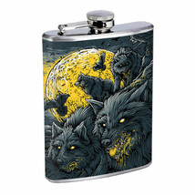 Hungry Wolf Moon Em1 Flask 8oz Stainless Steel Hip Drinking Whiskey - £11.82 GBP