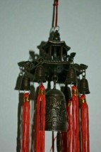 Dragons and Pagoda Bell Charm Hanging for PROTECTION , LUCK AND PROSPERITY - $15.74