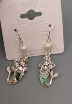 Silver-color Freshwater Pearl Abalone Shell Mermaid Earrings - £8.52 GBP