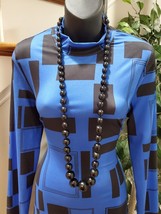 SHEIN Women&#39;s Blue &amp; Black Polyester Mock Neck Long Sleeve Knee Length Dress 12 - £27.54 GBP