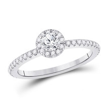 14kt White Gold Round Diamond Halo Bridal Wedding Engagement Ring 5/8 Ctw - £1,150.91 GBP