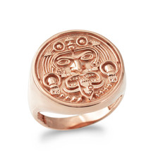 Authenticity Guarantee 
10K Rose Gold Aztec Mayan Sun Ring - £565.00 GBP