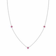 ANGARA Round Pink Sapphire Chain Necklace in 14K Gold | 18&quot;Chain (AAA Si... - £452.14 GBP