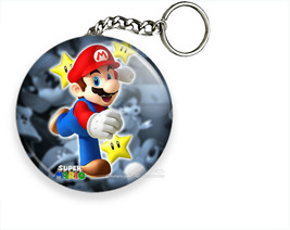 Super Mario Running With Stars Keychain Key Fob Ring Chain Video Gamer Gift Idea - £12.44 GBP+
