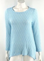 Chelsea Theodore Womens Tunic Sweater Size Medium Baby Blue White Textured NEW - £23.37 GBP
