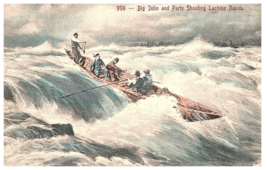 Big John &amp; Party Shooting the Lachine Rapids Canadian Private Postcard 1911 - £7.73 GBP